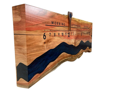 Rio: 3 - foot Flaming Box Elder Riverclock - Linear Clockworks