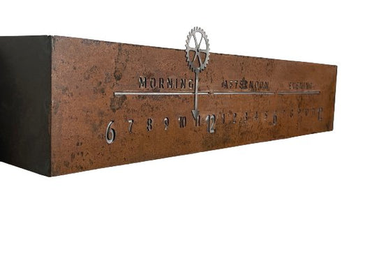 Rusted Steel Linear Clock - Linear Clockworks